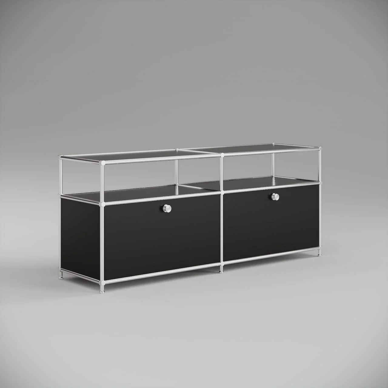 Meuble bas en noir avec 2 abattants