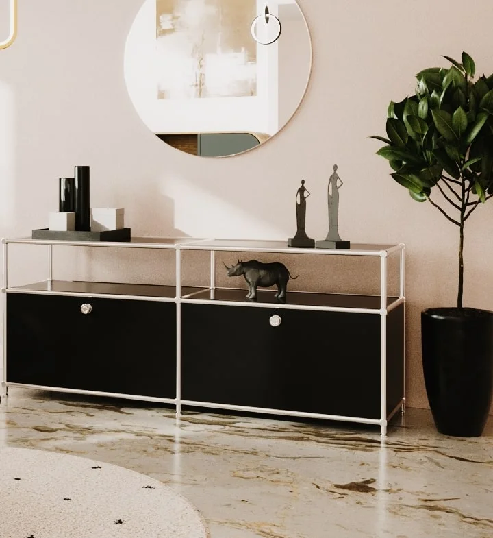 Meuble bas en noir avec 2 abattants