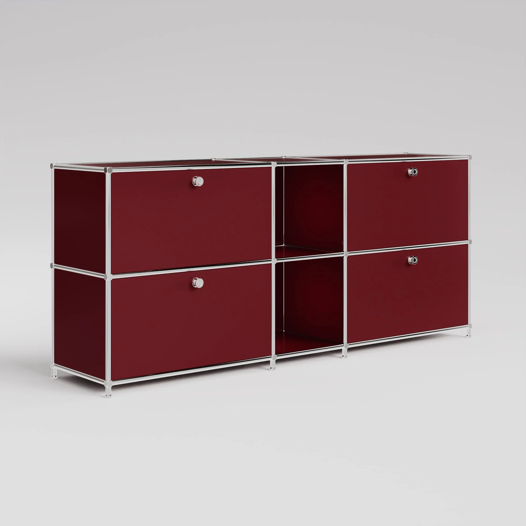 Sideboard in red with 2 drawers/flaps