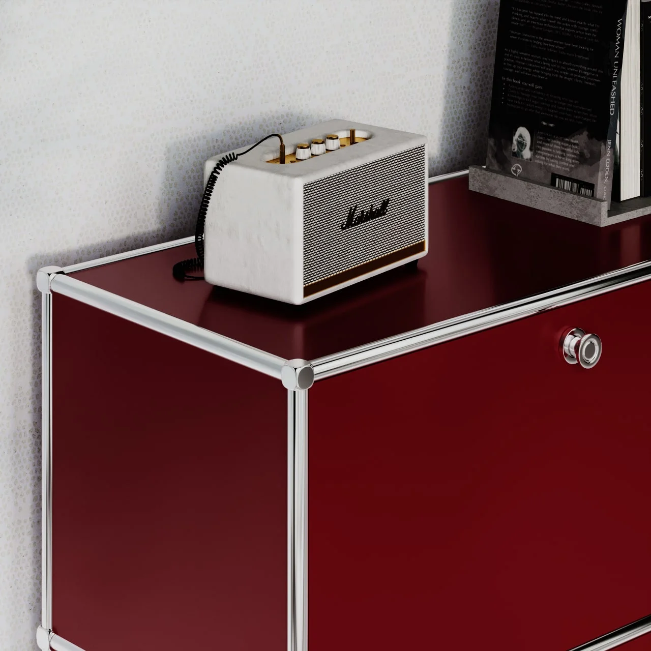 Sideboard in red with 2 drawers/flaps