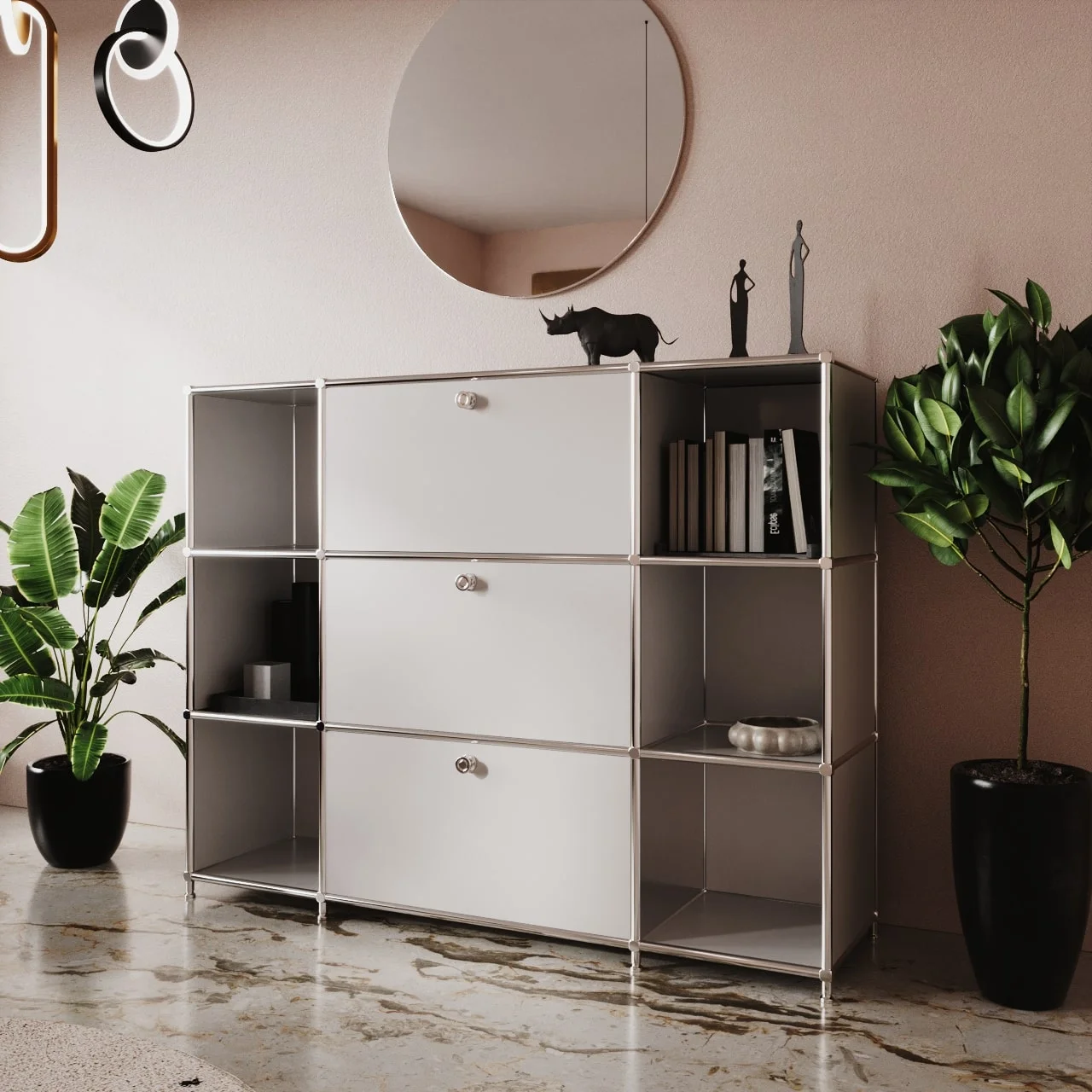 Sideboard in Weiss mit 2 Klappen, 1 Schublade