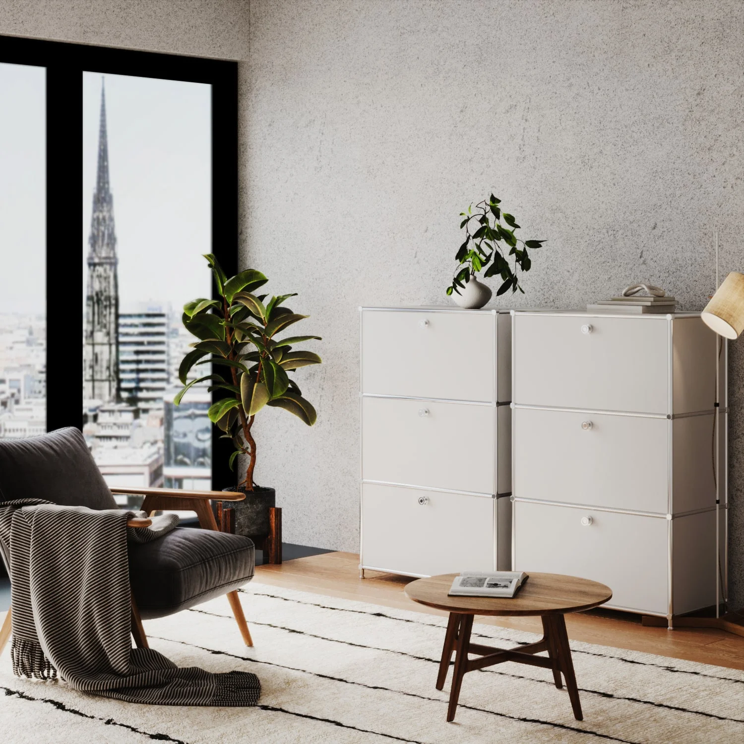 Commode en blanc avec 3 tiroirs