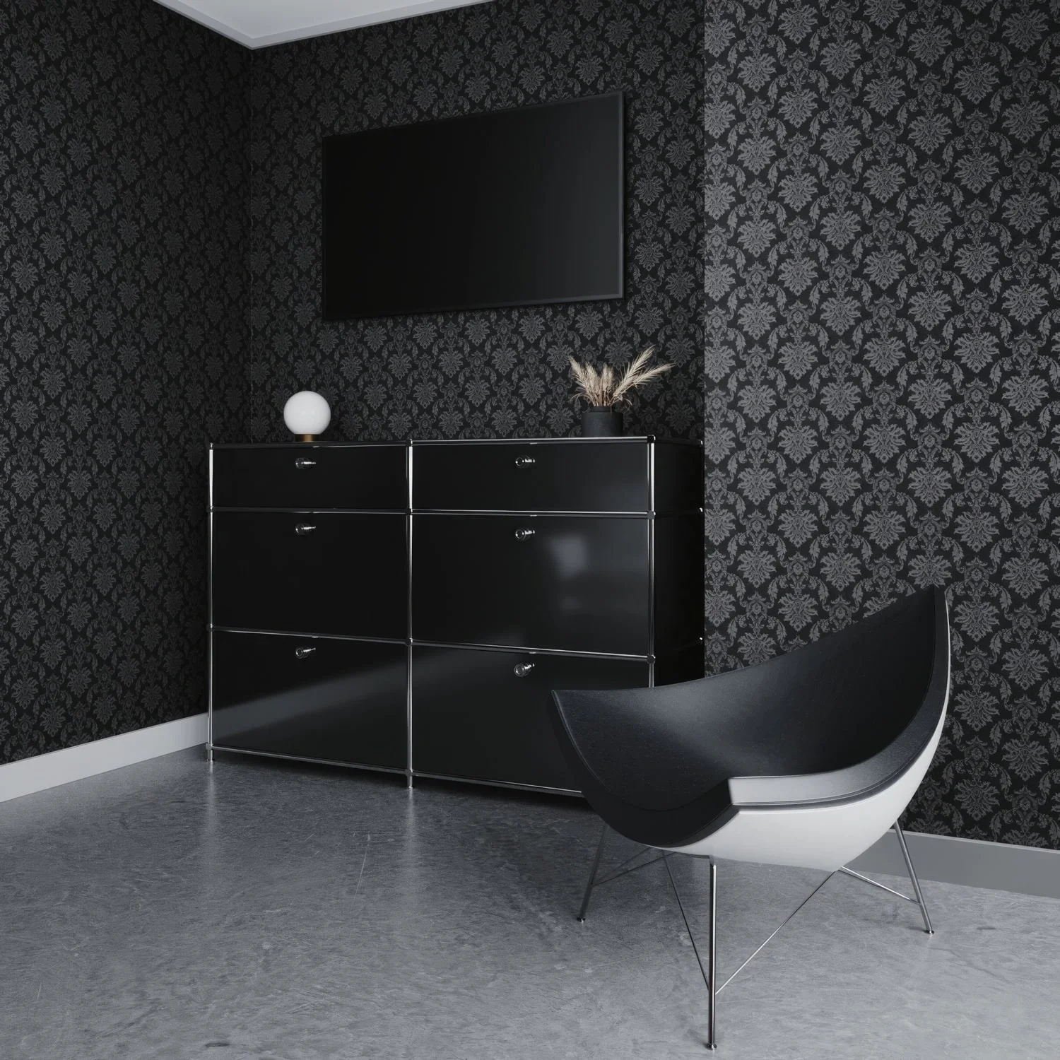 Kommode in Schwarz mit 6 Schubladen