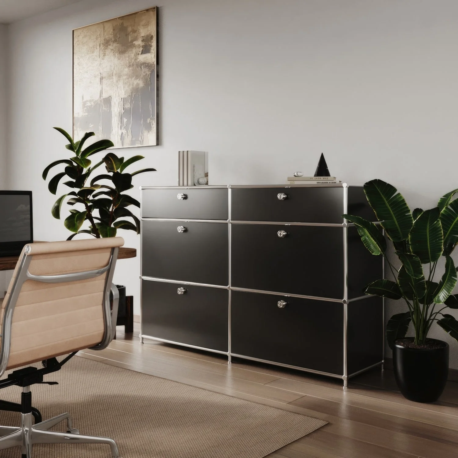 Kommode in Schwarz mit 6 Schubladen