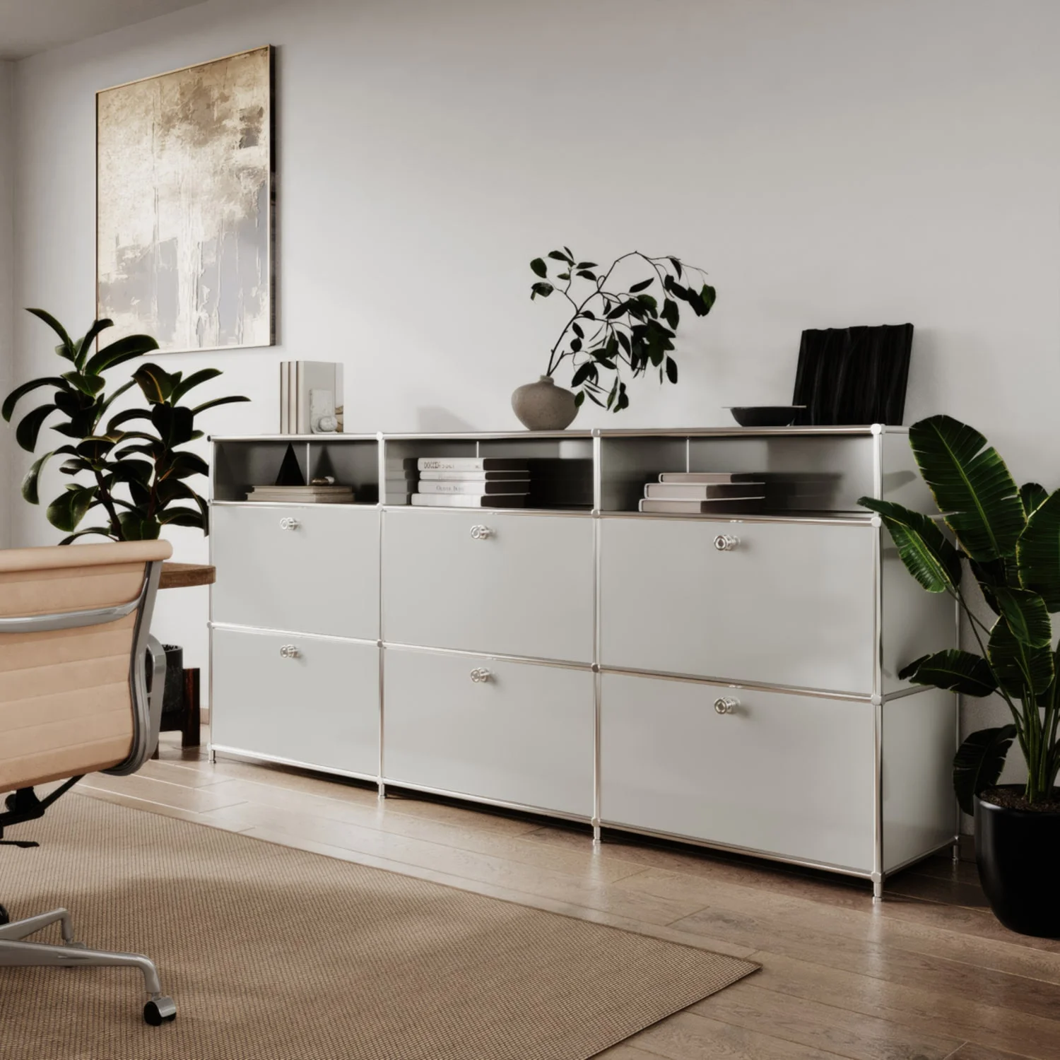 Kommode in Hellgrau mit 6 Schubladen