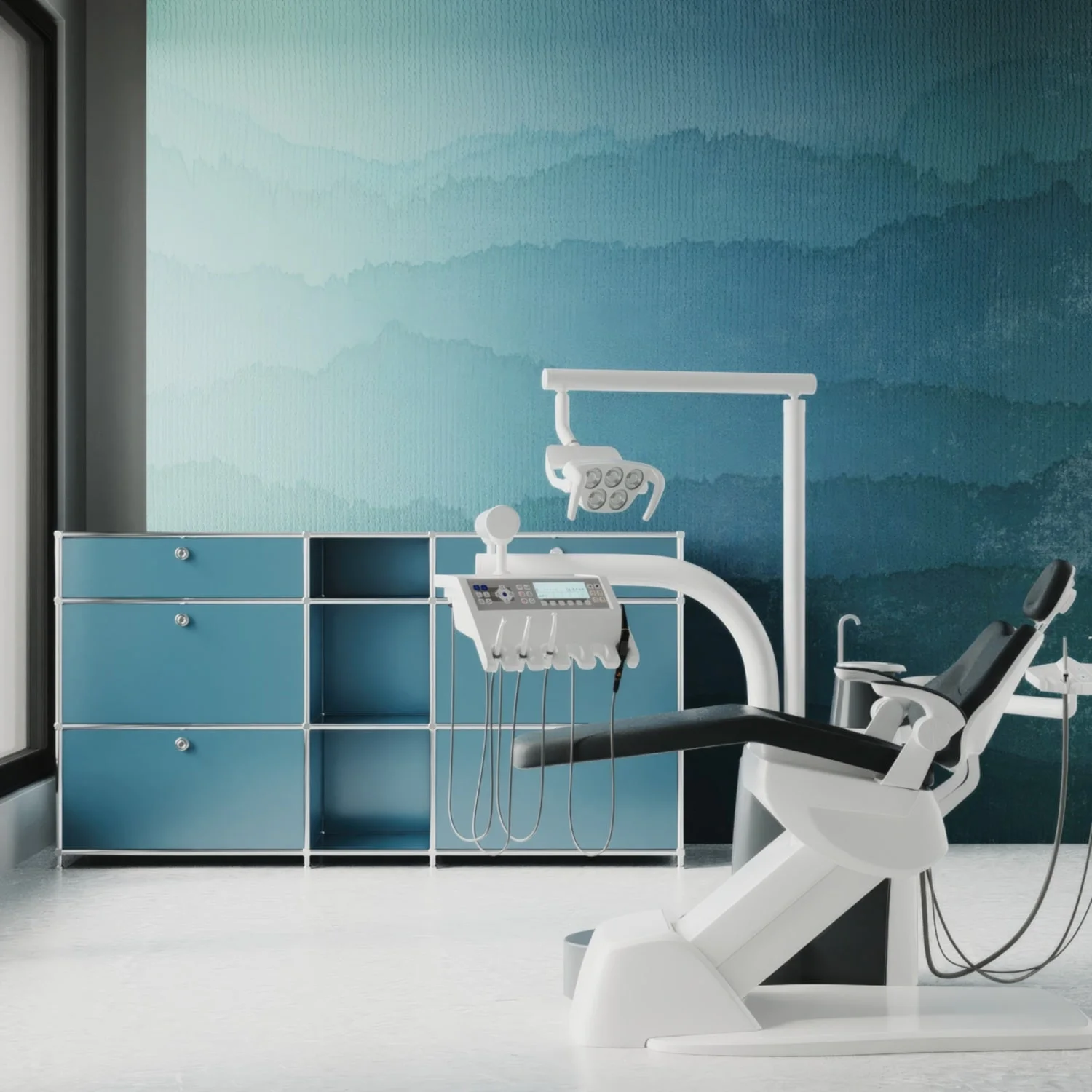 Commode en pétrole avec 4 tiroirs / 2 abattants