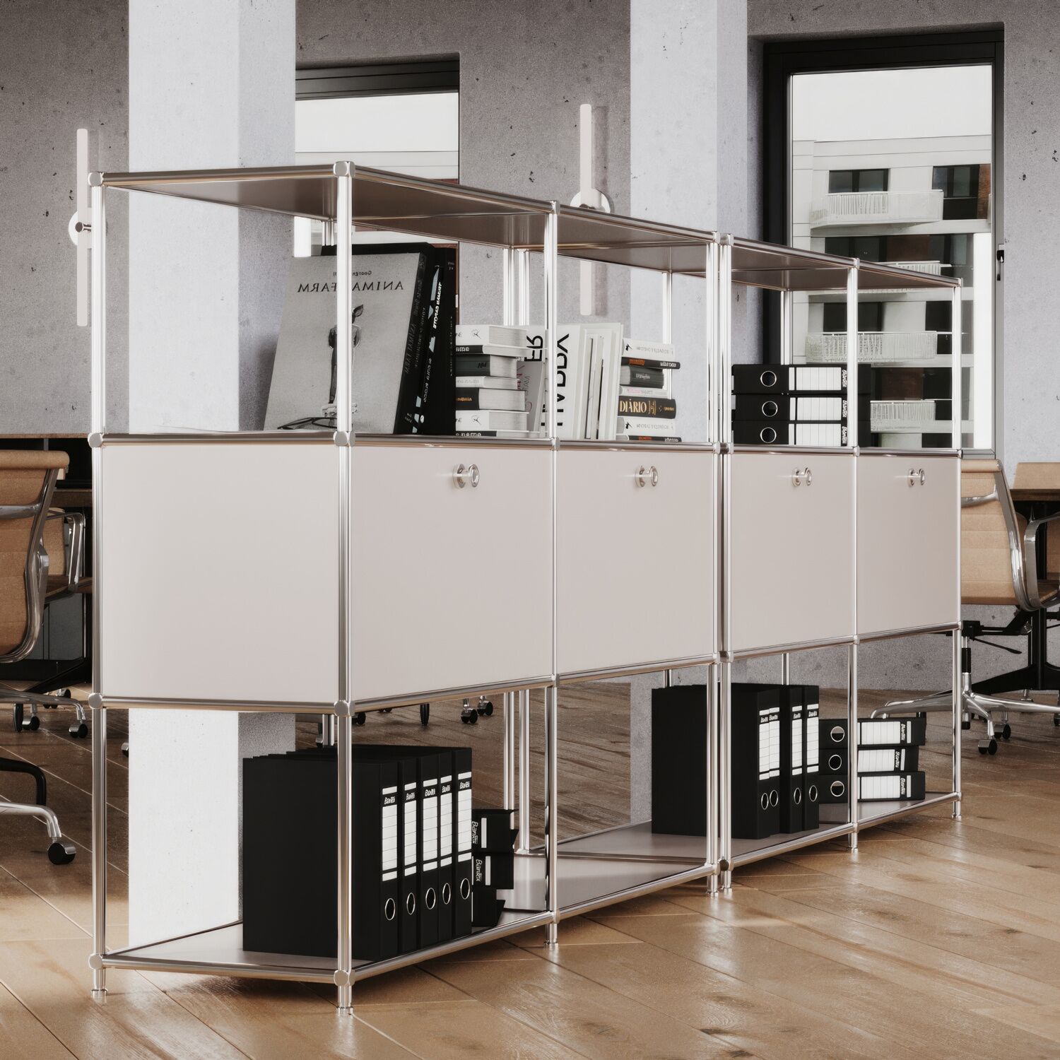 Étagère en taupe avec 2 abattants