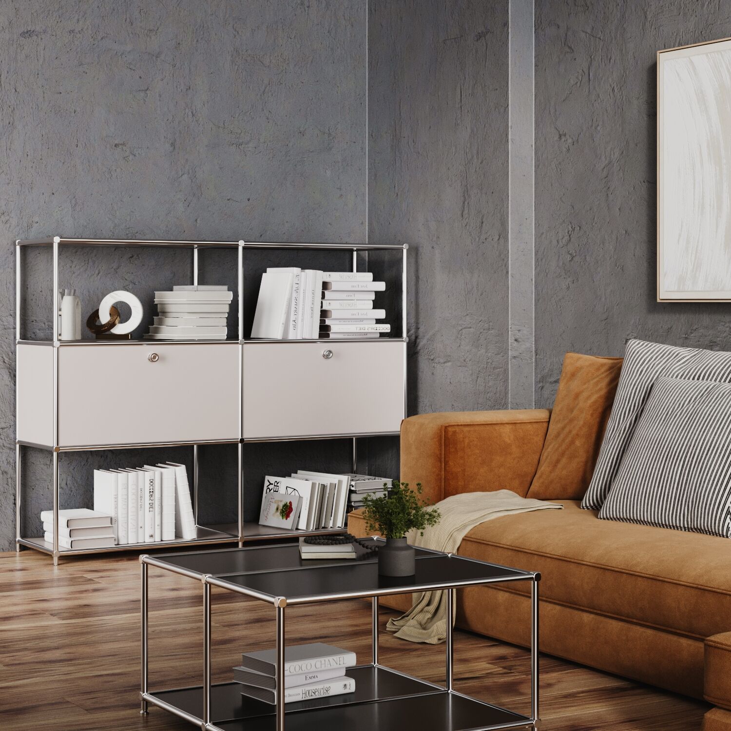 Étagère en taupe avec 2 abattants