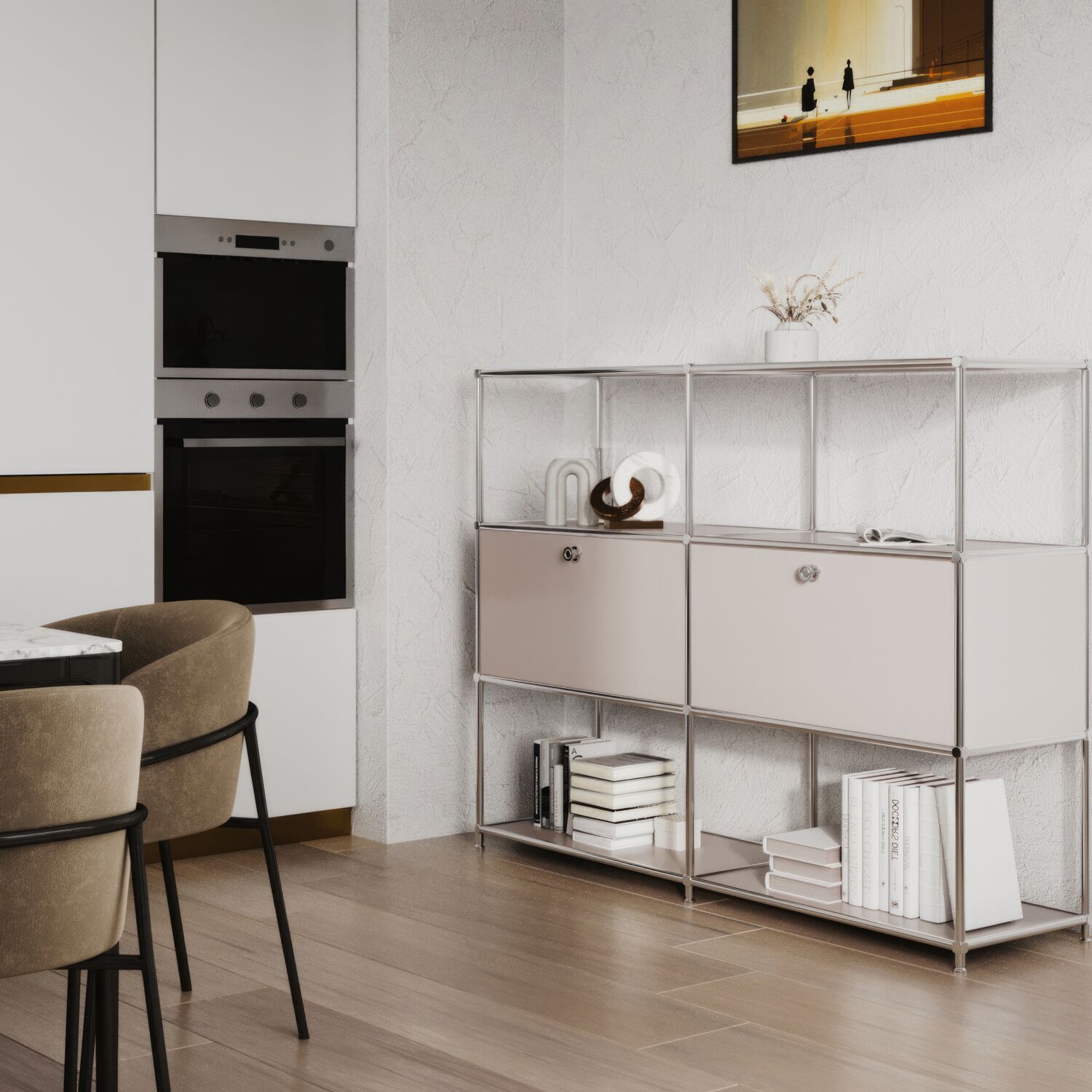 Étagère en taupe avec 2 abattants