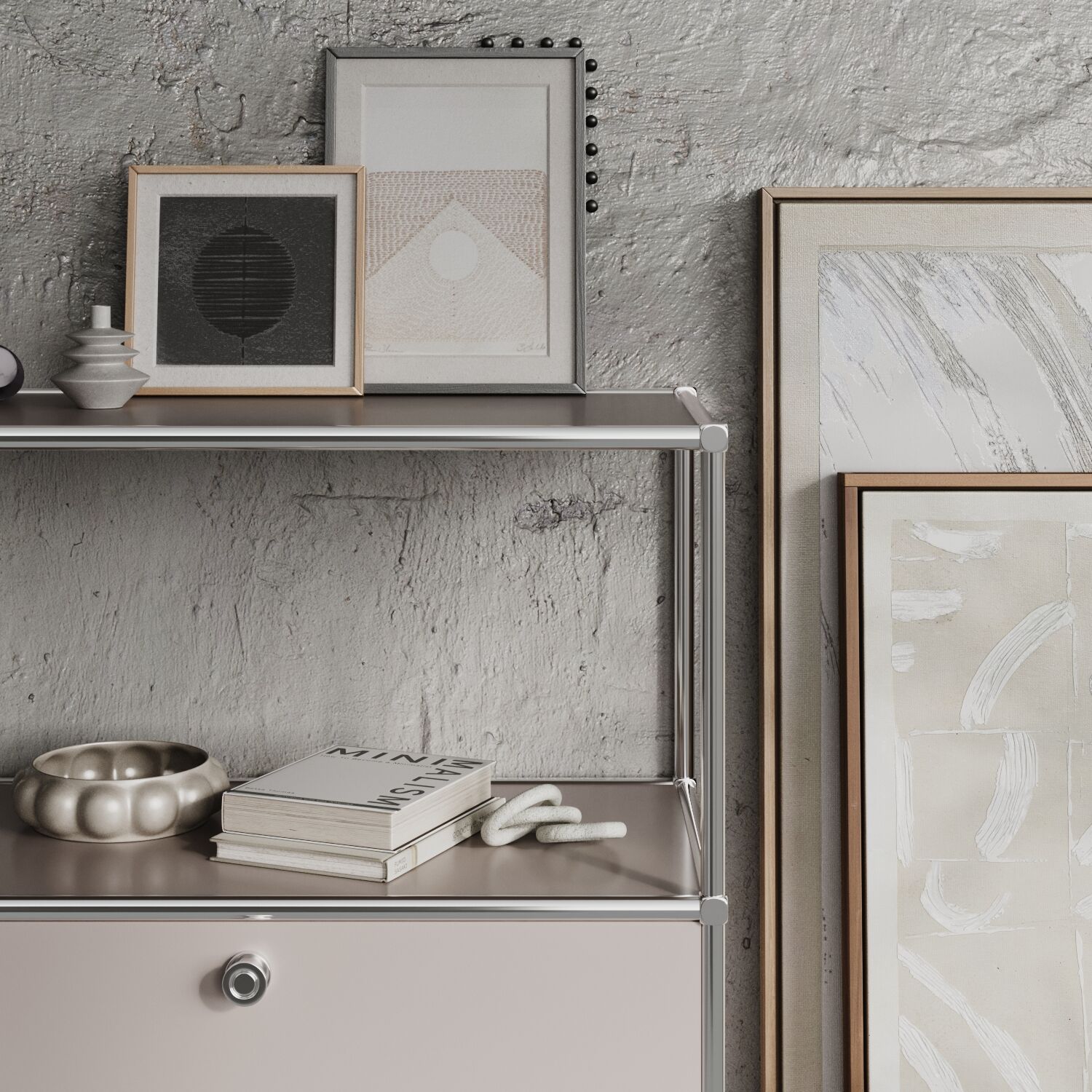 Étagère en taupe avec 2 abattants