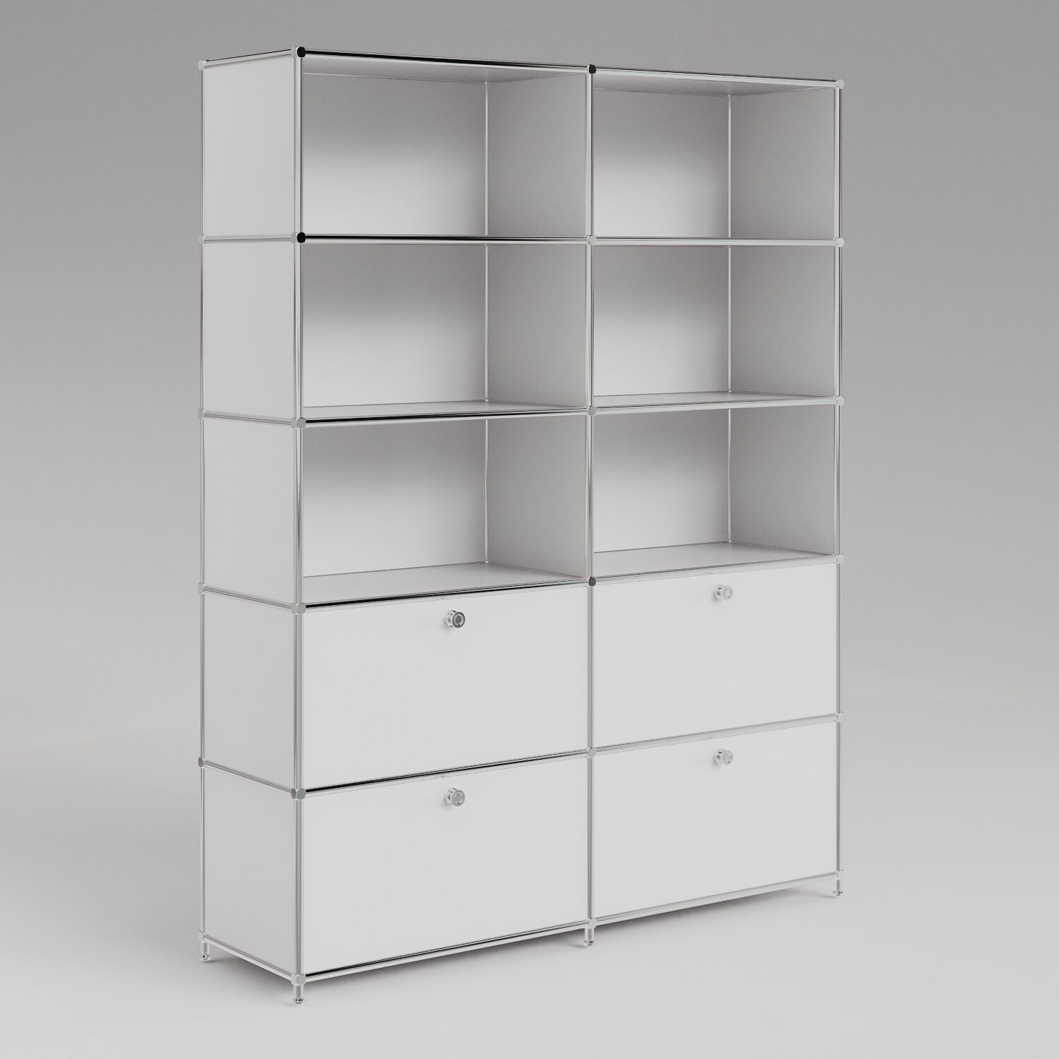 Étagère en blanc avec 2 tiroirs / abattants