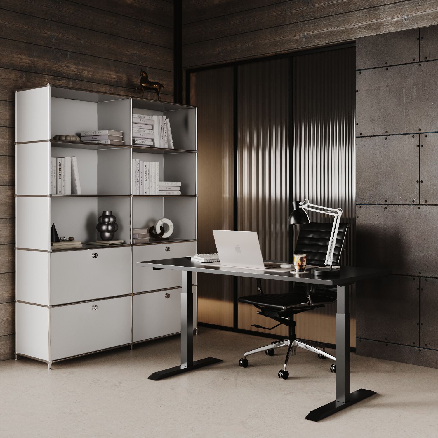 Étagère en blanc avec 2 tiroirs / abattants