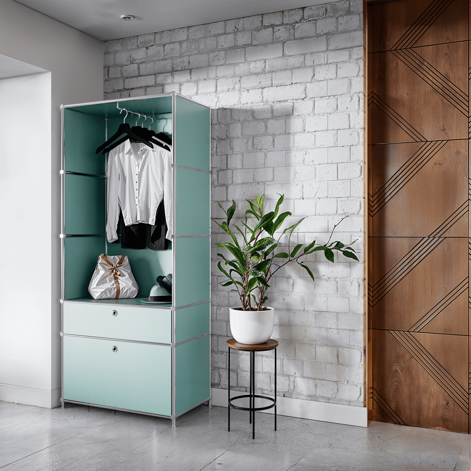 Wardrobe in trendy mint