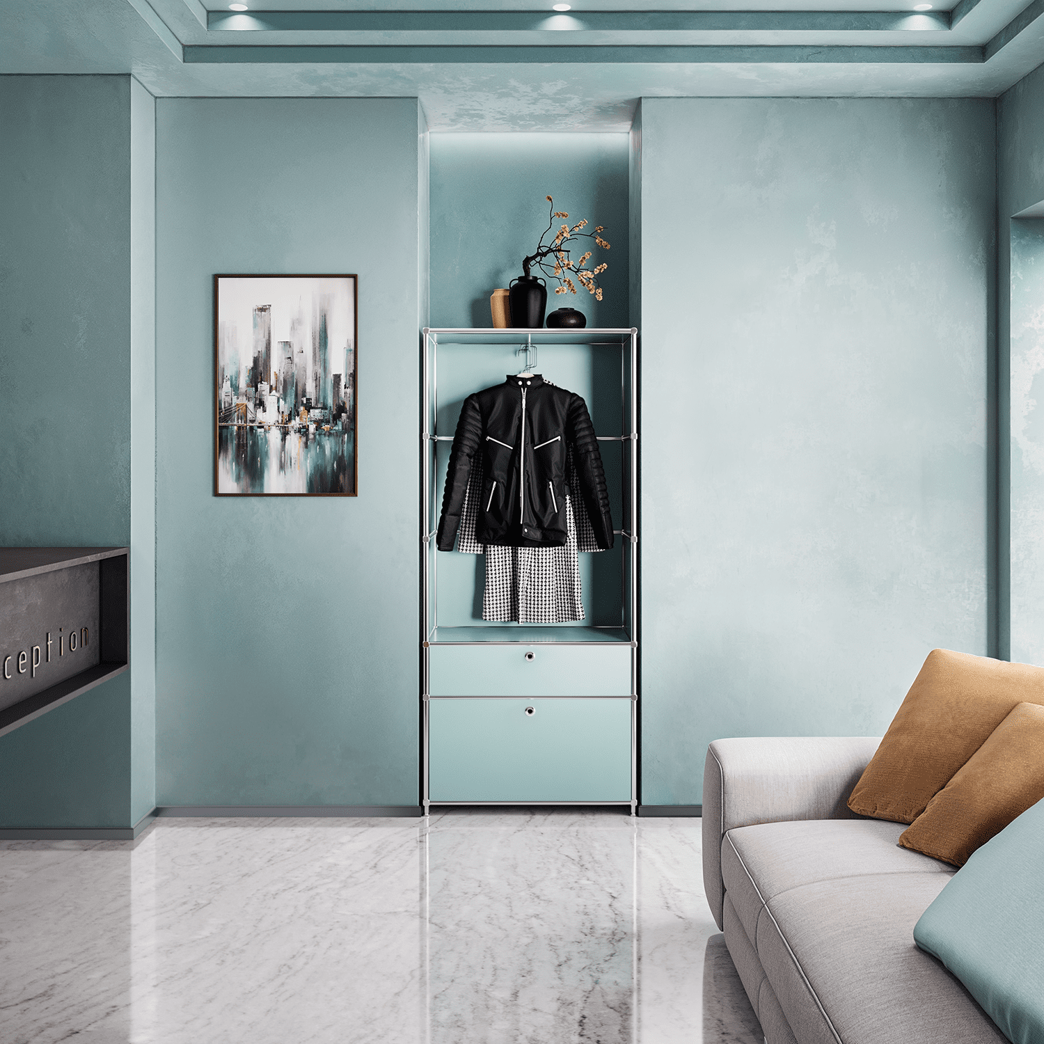 Wardrobe in trendy mint