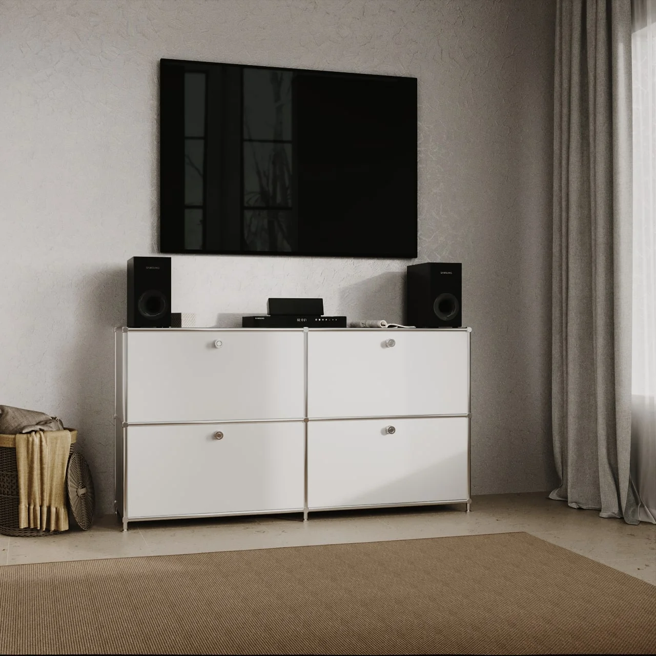 Sideboard in Weiss mit 4 Klappen