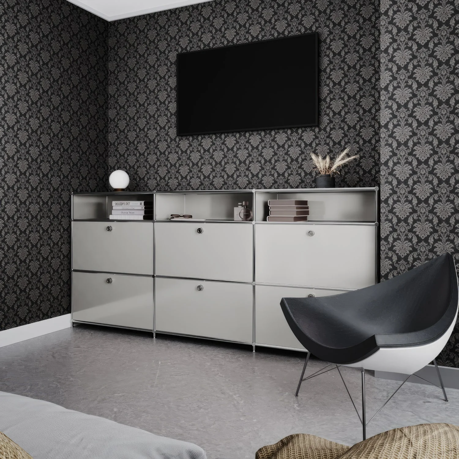 Kommode in Hellgrau mit 6 Schubladen