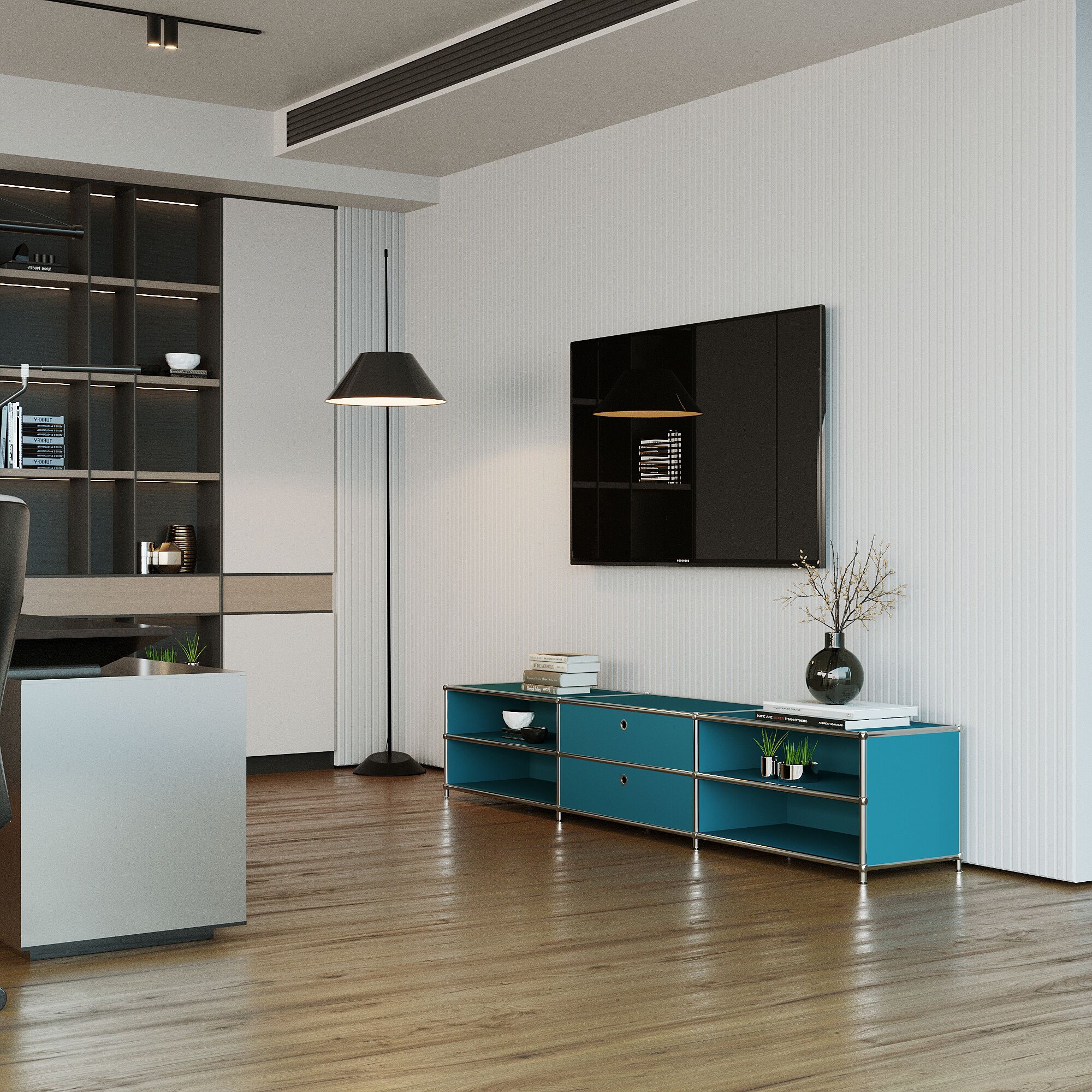 Lowboard in petrol color with 2 drawers