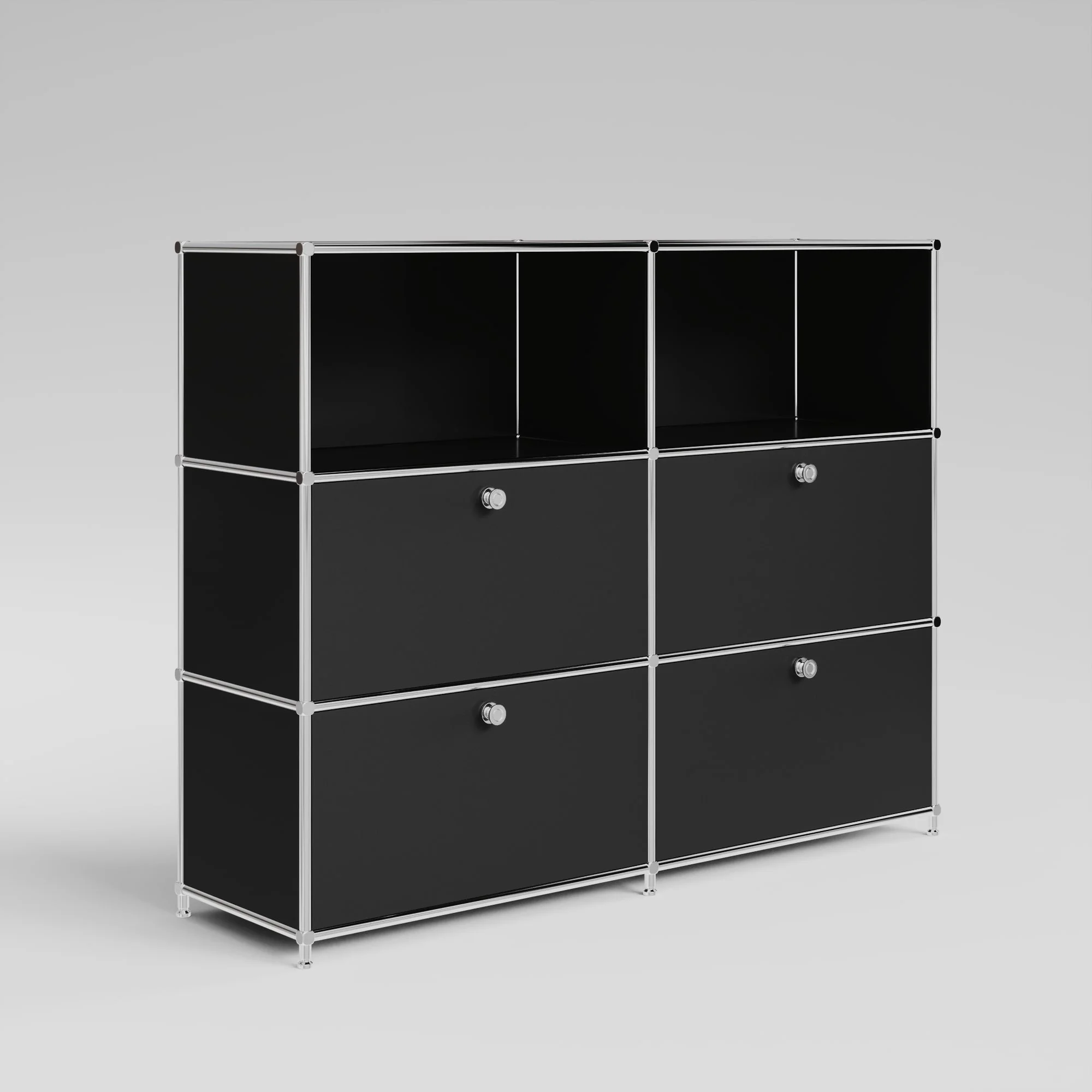 Sideboard in Schwarz mit 2 Schubladen/Klappen