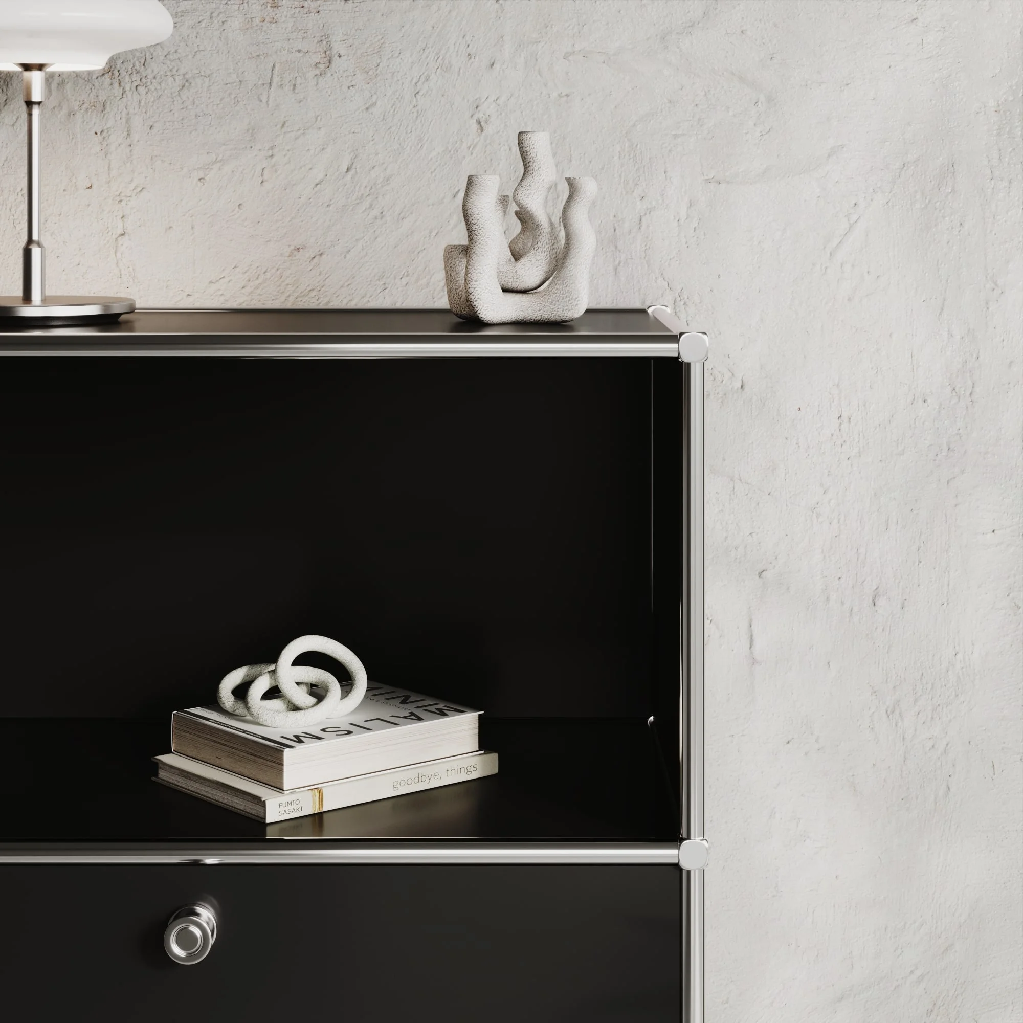 Sideboard noir avec 2 tiroirs/abattants