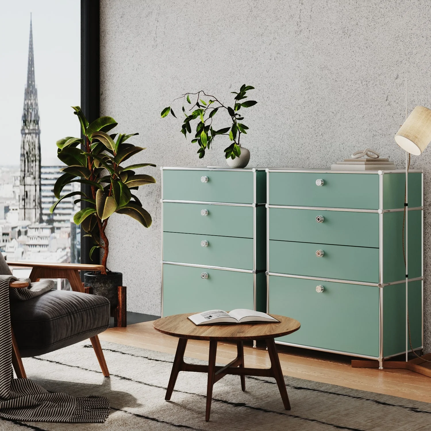 Kommode in Mint mit 4 Schubladen