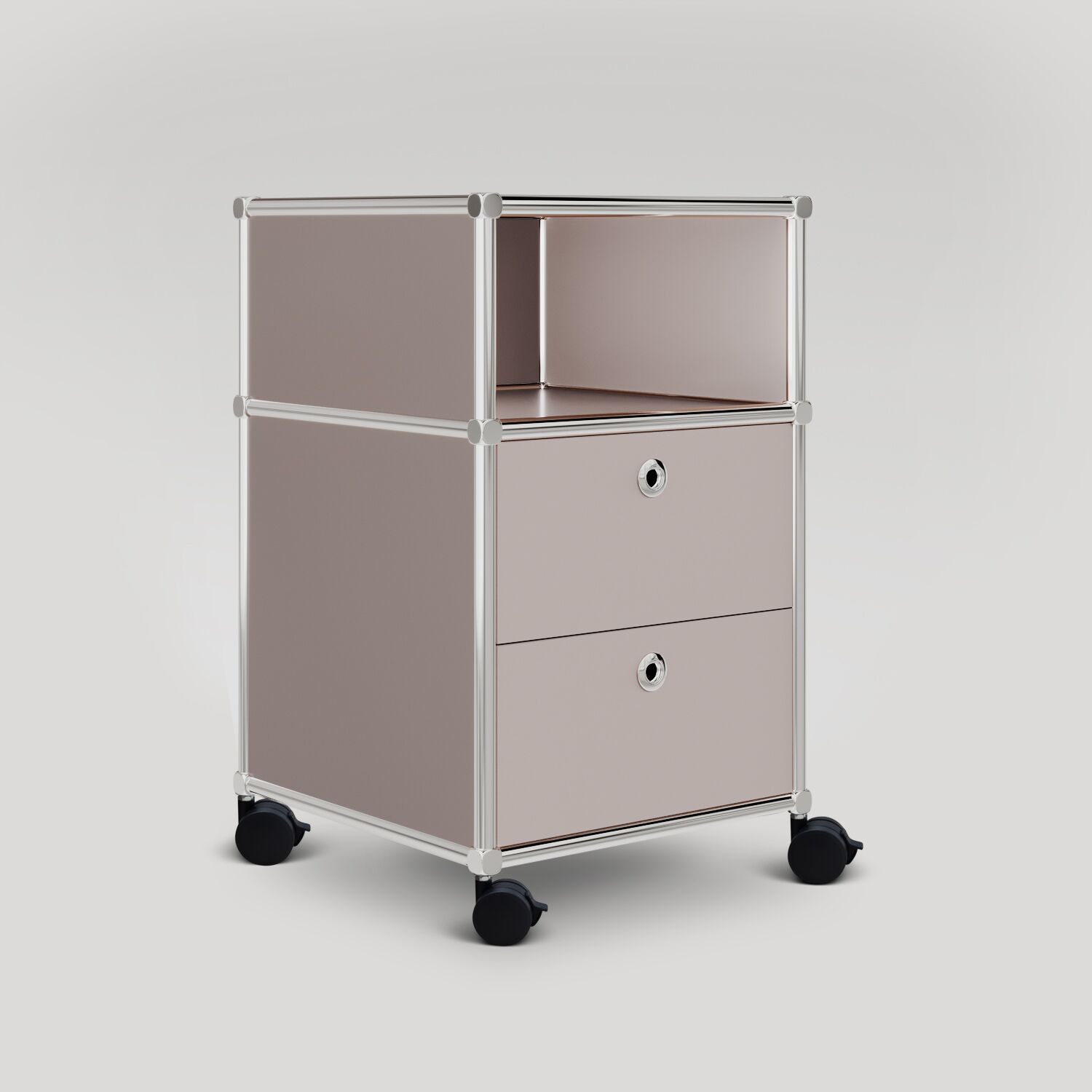 Caisson roulant avec 2 tiroirs et compartiment de rangement