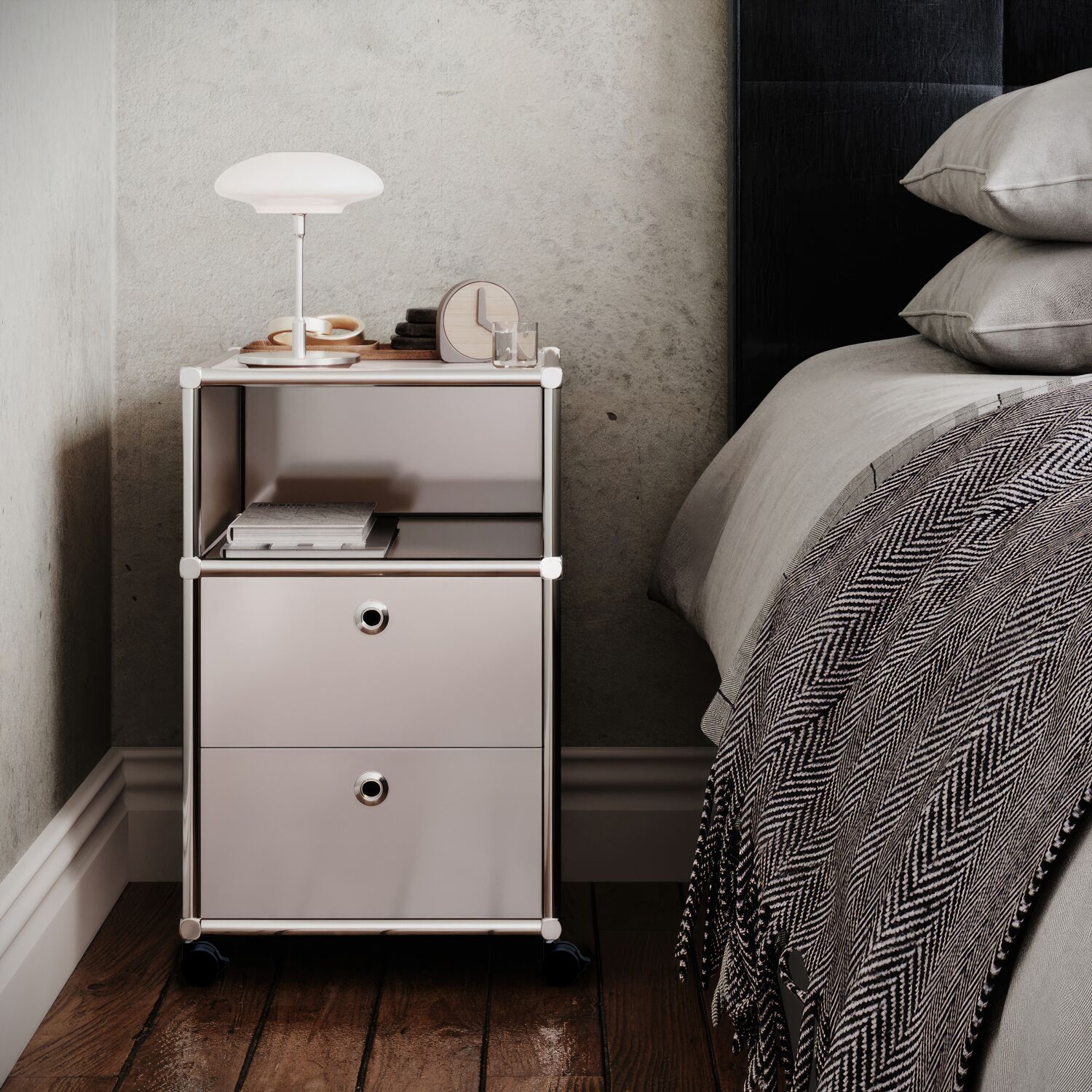 Caisson roulant avec 2 tiroirs et compartiment de rangement