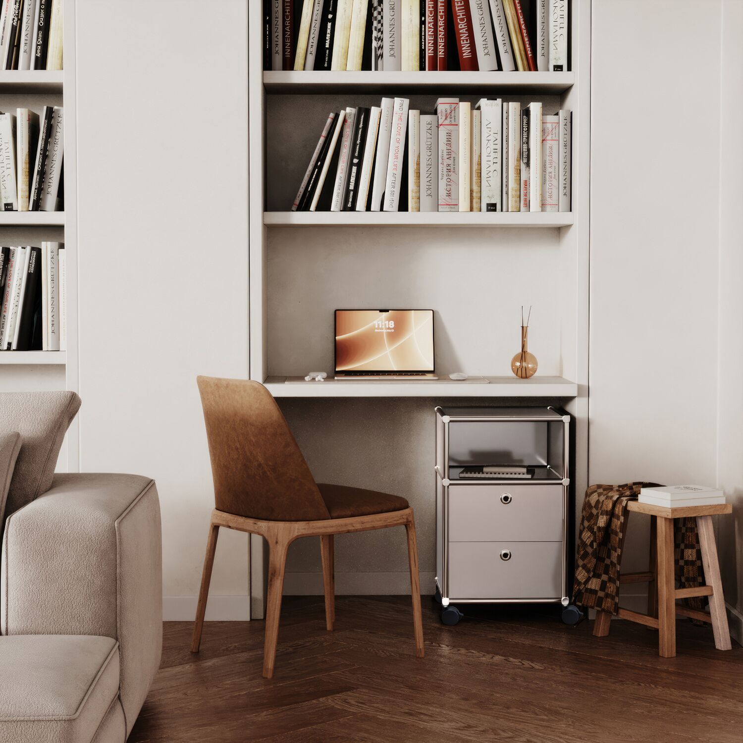 Caisson roulant avec 2 tiroirs et compartiment de rangement