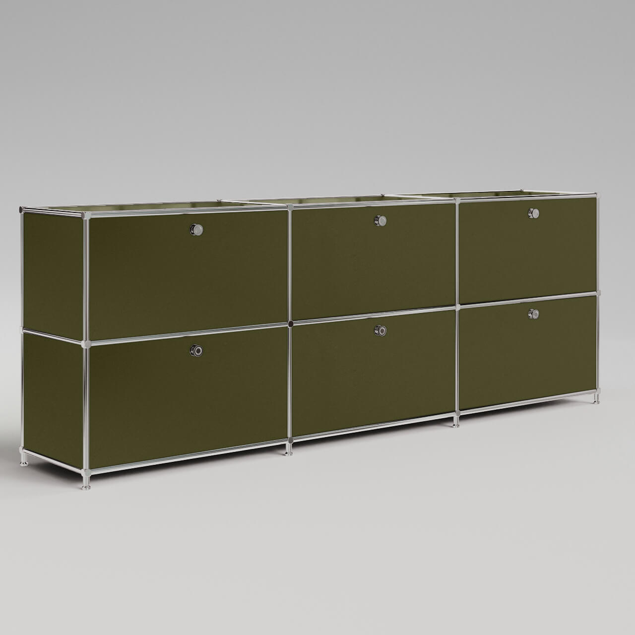Sideboard in Olivgrün mit 3 Schubladen/Klappen